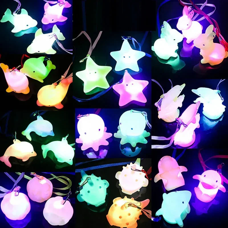30-Pack LED Blinking Necklaces – Fish, Star & Dolphin Pendants LED Party Necklaces Babs