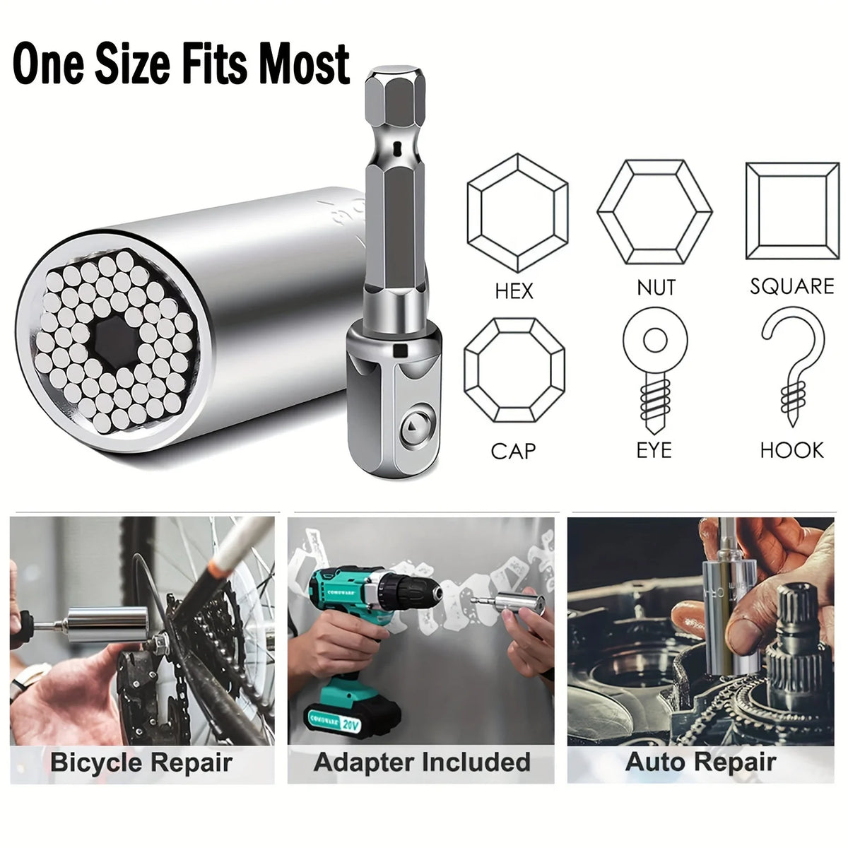 Universal Socket Wrench Set 7–19mm | 3/8" Impact Adapter Socket Wrench Set Babs