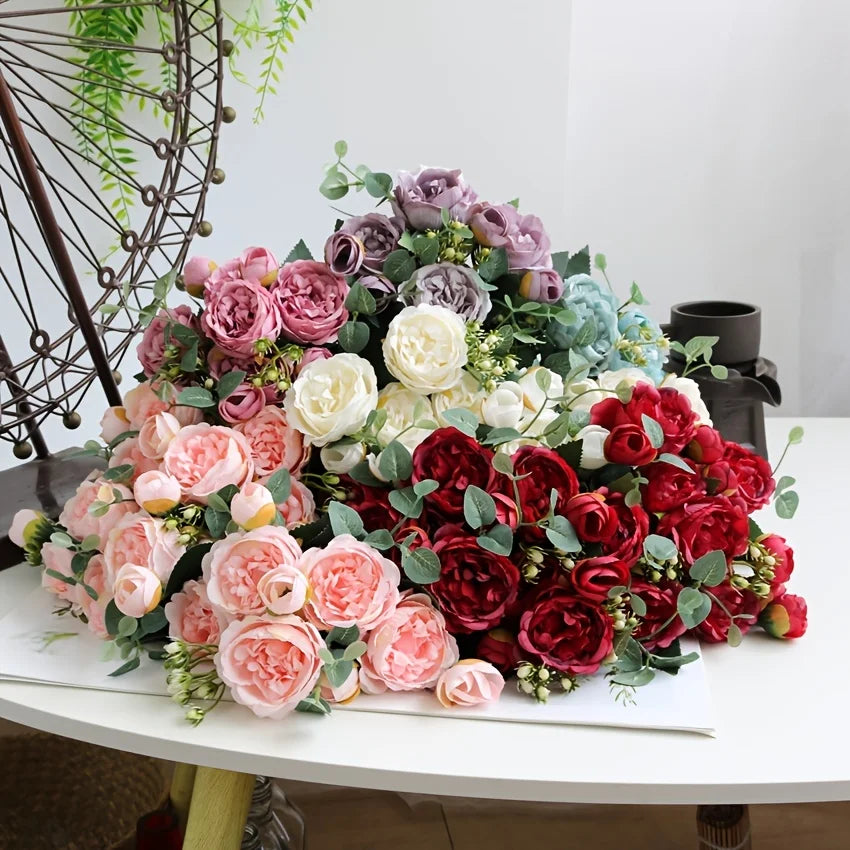 Silk Rose Artificial Flowers UV Protection Bridal Bouquet Artificial Flower Bouquet Babs