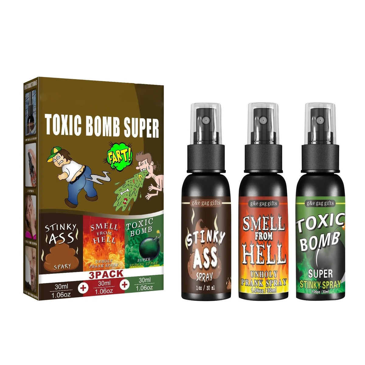 30ml Fart Prank Spray – Stink Bomb Novelty Gag Joke Toy Novelty Prank Spray Babs D-3PCS OneSize