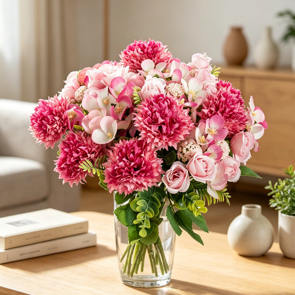 Artificial Silk Rose & Chrysanthemum Bouquet | Wedding Home Decor Artificial Flower Bouquet Babs