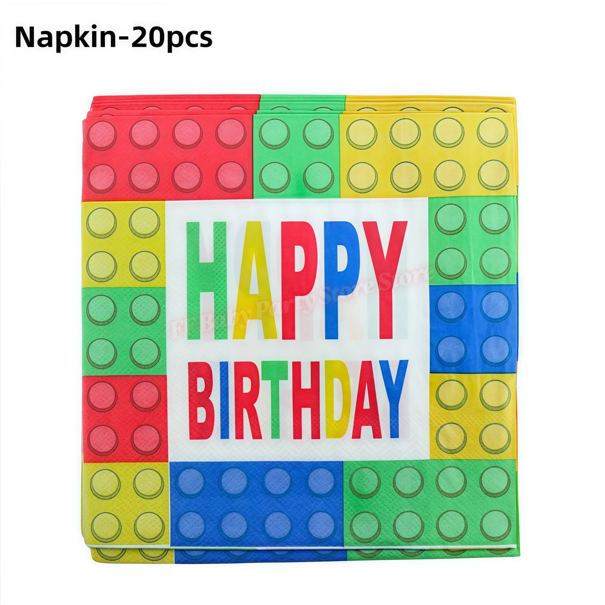 Building Blocks Birthday Party Kit – Plates, Cups, Balloons Party Tableware Kit Babs 20pcs Napkins 1