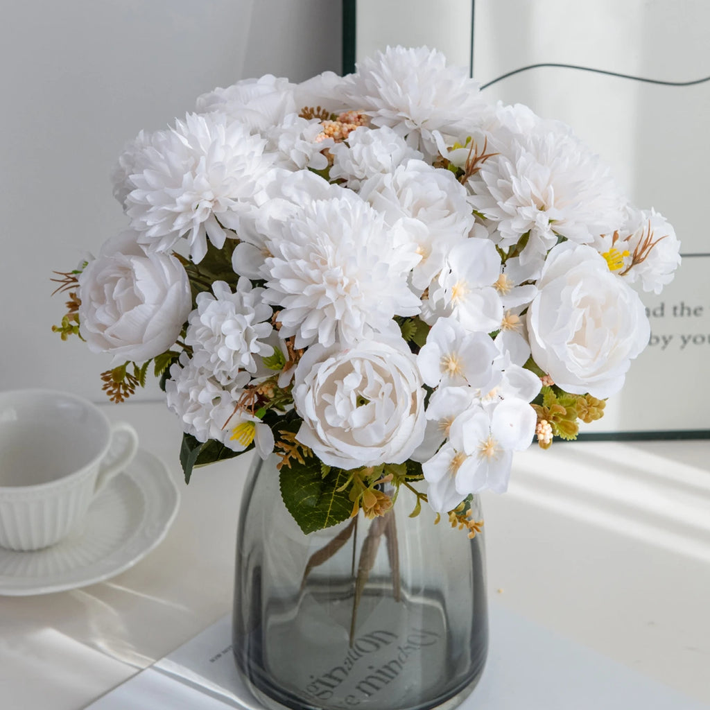 Artificial Silk Peony & Chrysanthemum Flowers – Wedding Décor Artificial Silk Flowers Babs