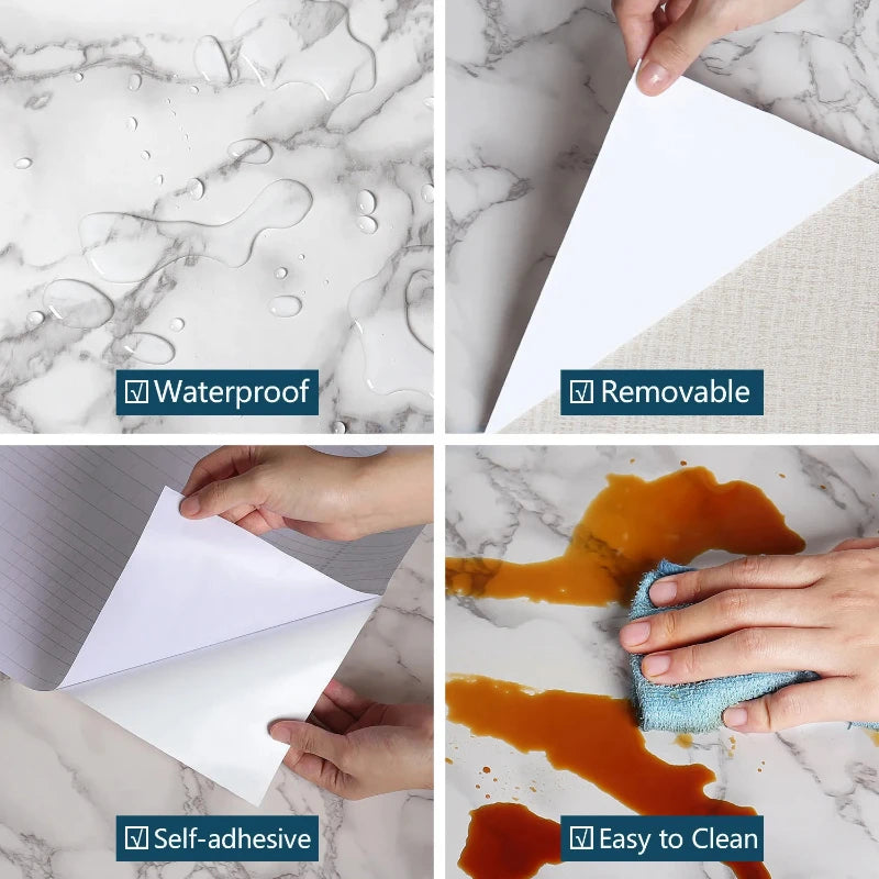 40cm Marble Self-Adhesive PVC Wallpaper – Waterproof Vinyl Film Self-Adhesive Wallpaper Babs