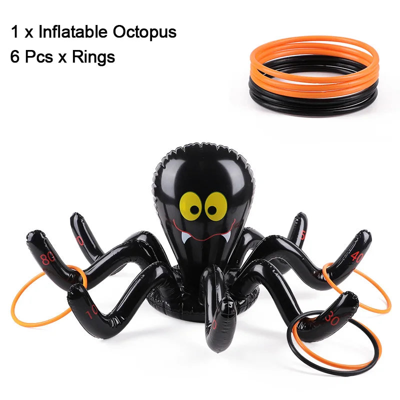 Halloween Inflatable Ring Toss Game – Spider & Octopus Party Toy Inflatable Party Game Babs 1set Octopus