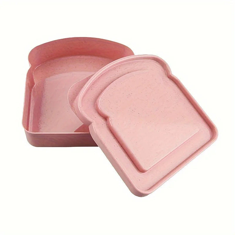 Toast-Shape Sandwich Bento Box with Lid – Reusable Lunch Sandwich Storage Box Babs Pink