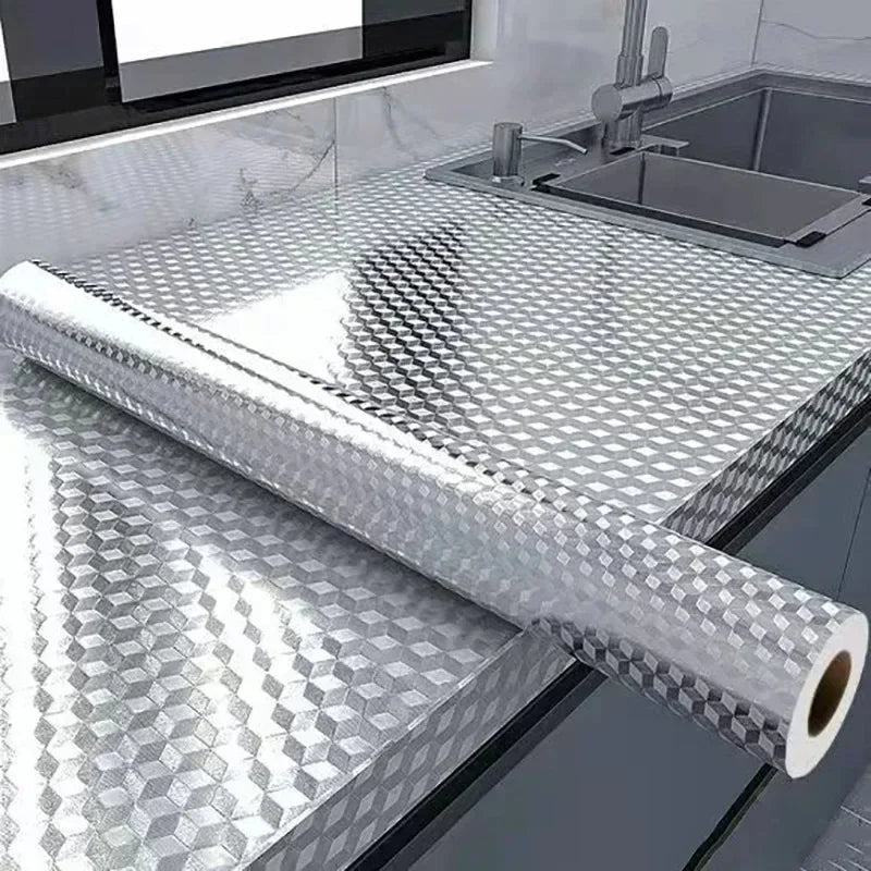 Kitchen Aluminum Foil Self-Adhesive Sticker – Oil & Heat Resistant Kitchen Wall Sticker Babs 40cmx300cm