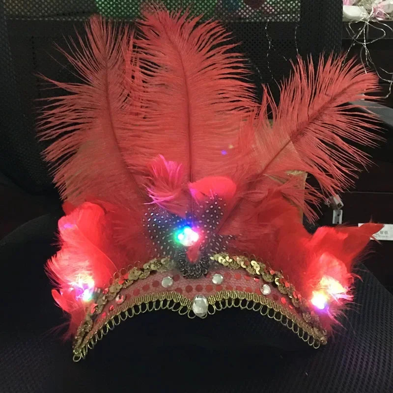 Feather Headband Crown – LED Neon Party, Halloween & Christmas Feather Party Headband Babs