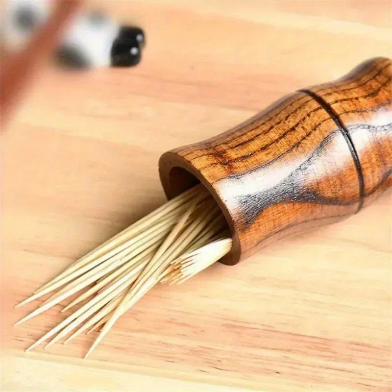 Wood Toothpick Holder Cylinder Box – Chinese Style Kitchen Decor Toothpick Holder Box Babs