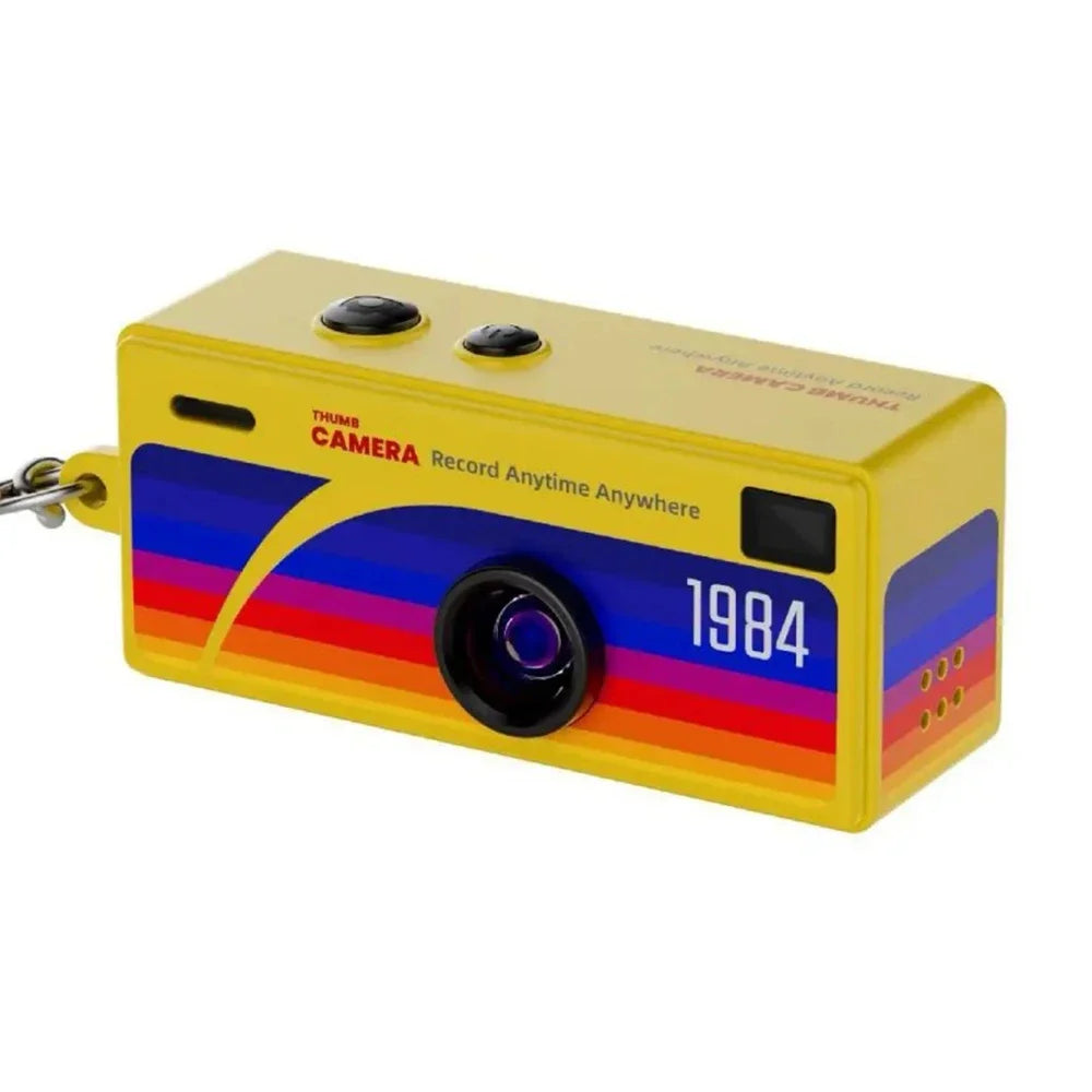 KEBIDUMEI Mini Retro Keychain Camera 1080P FHD Thumb Camcorder Mini Action Camera Babs Yellow No TF Card