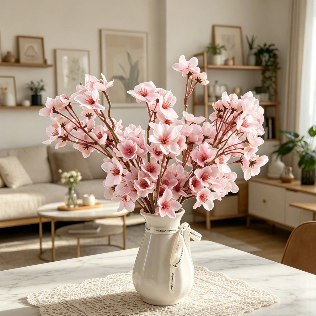 Silk Peach Blossom Artificial Bouquet – Wedding & Home Décor Artificial Flower Bouquet Babs