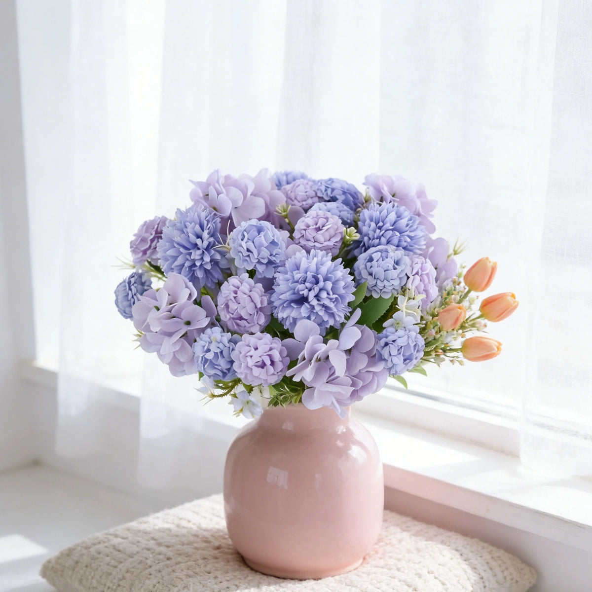 Artificial 7-Head Carnation Hydrangea Chrysanthemum Bouquet Artificial Flower Bouquet Babs
