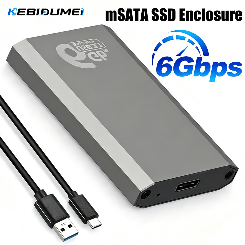 mSATA to USB 3.1 Gen2 SSD Enclosure – 10Gbps Aluminum Case SSD Enclosure Babs
