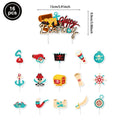 Pirate Birthday Cake Topper Set – Skull, Ship & Treasure Chest Cake Topper Set Babs 16pcs cake topper