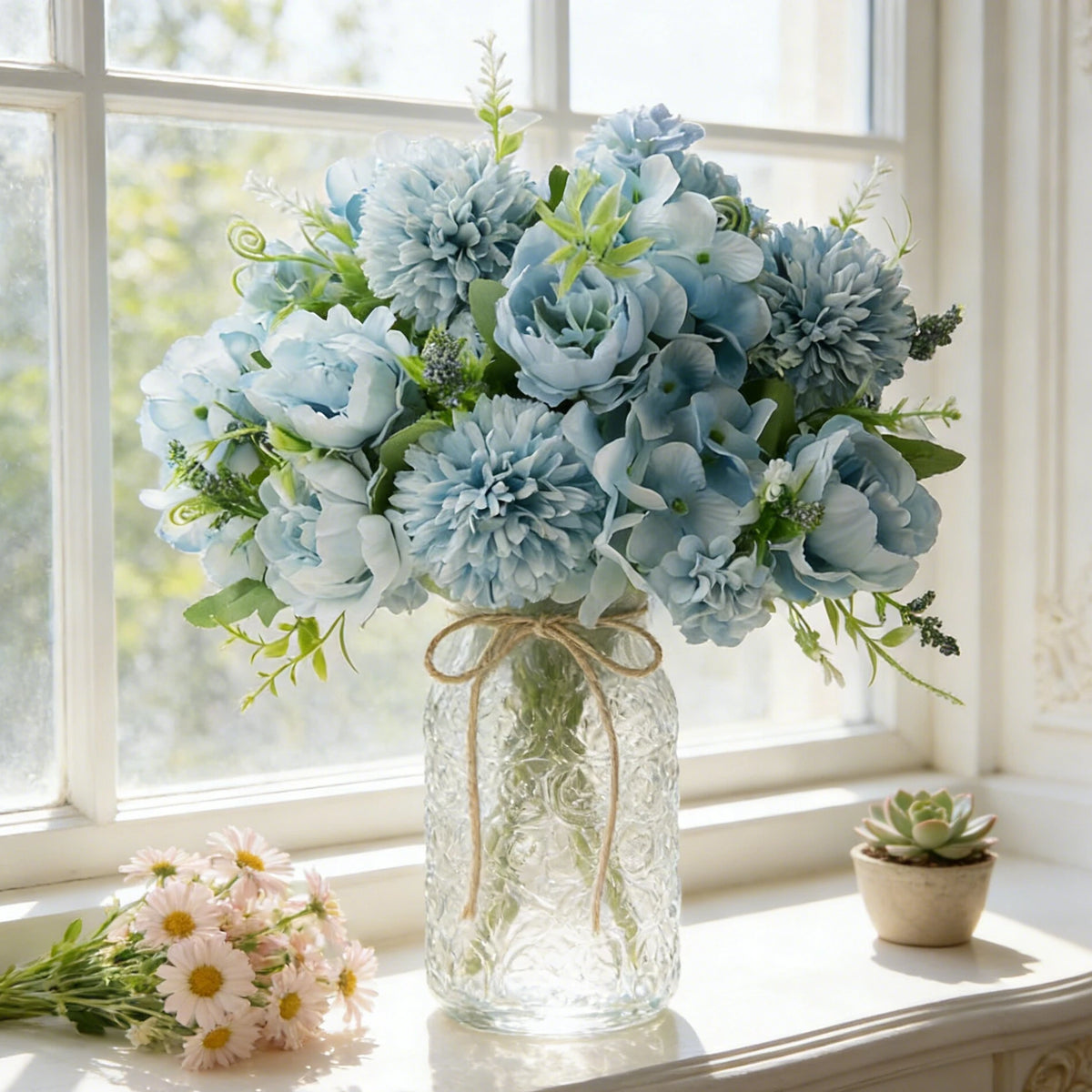 Silk Peony & Hydrangea Artificial Flower Bouquet | Wedding Decor Artificial Flower Bouquet Babs
