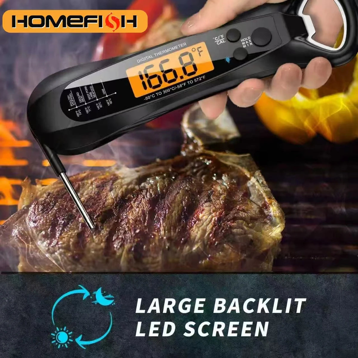 Instant Read Meat Thermometer – Digital, Backlit, Magnetic Digital Meat Thermometer Babs