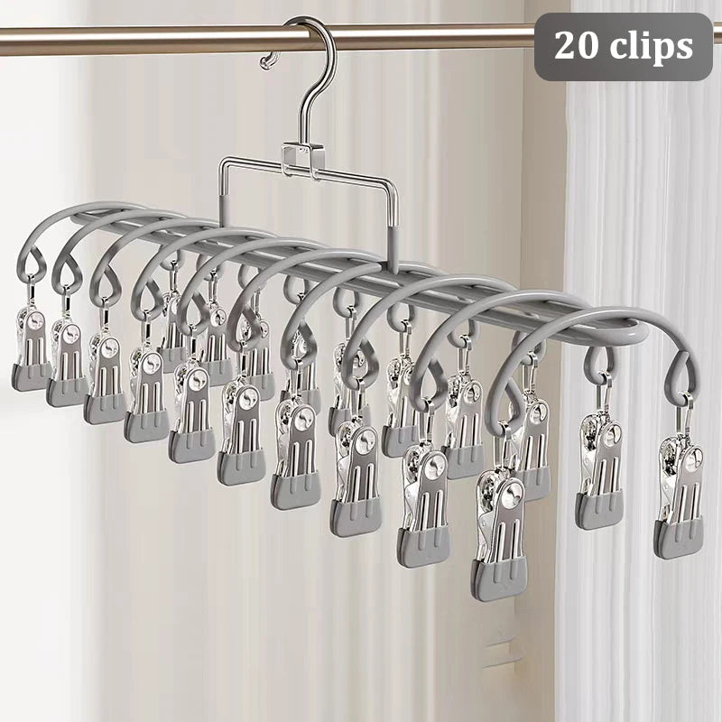 20-Clip Stainless Steel Sock Drying Rack – Indoor & Outdoor Sock Drying Rack Babs Grey