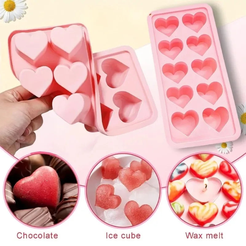 Heart-Shaped Silicone Ice Cube Mold – 10-Cavity DIY Tray Silicone Ice Mold Babs