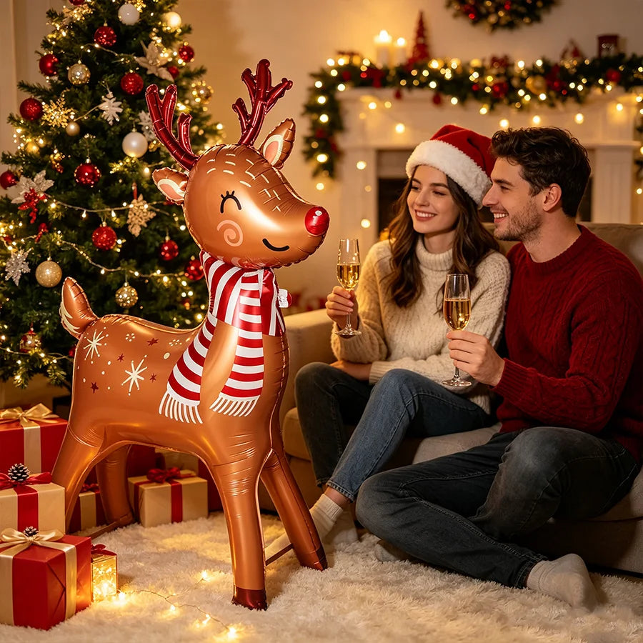 Large 3D Standing Elk Balloon – Christmas & New Year Decor Party Balloon Decoration Babs