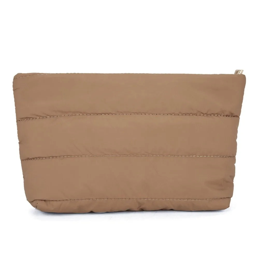 Quilted Cosmetic Bag Large Capacity Travel Makeup Organizer Cosmetic Travel Bag Babs Khaki