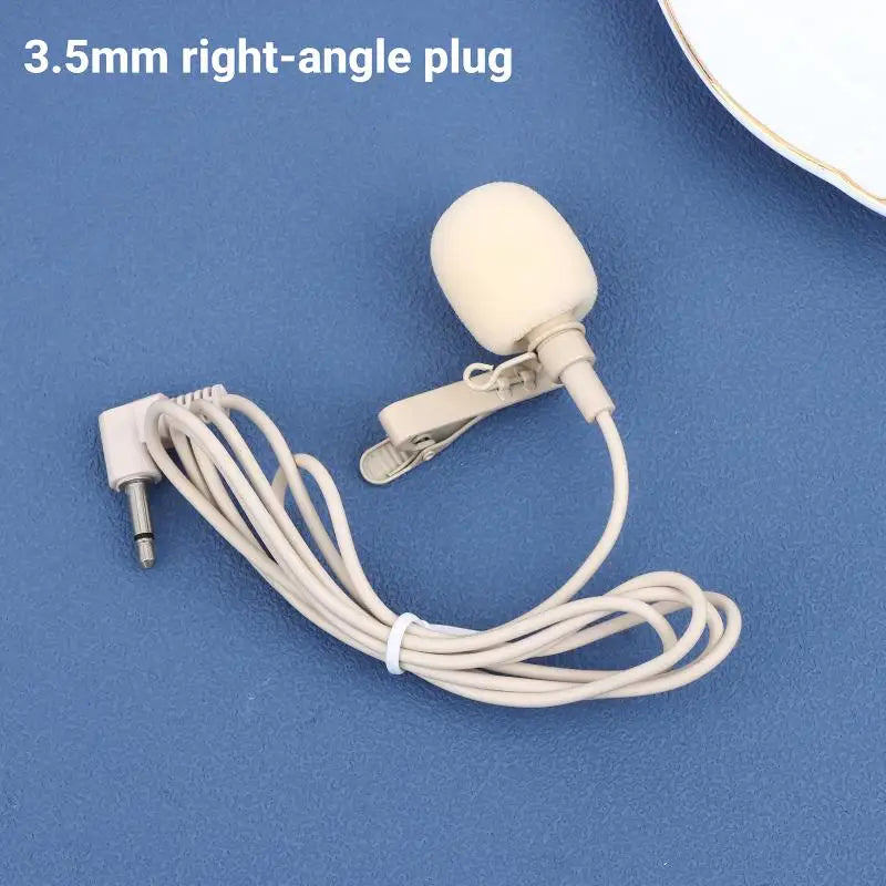 Beige Lavalier Lapel Mic ZL-F1720 Omnidirectional + 2 Covers Lavalier Microphone Babs 3.5mm right angle