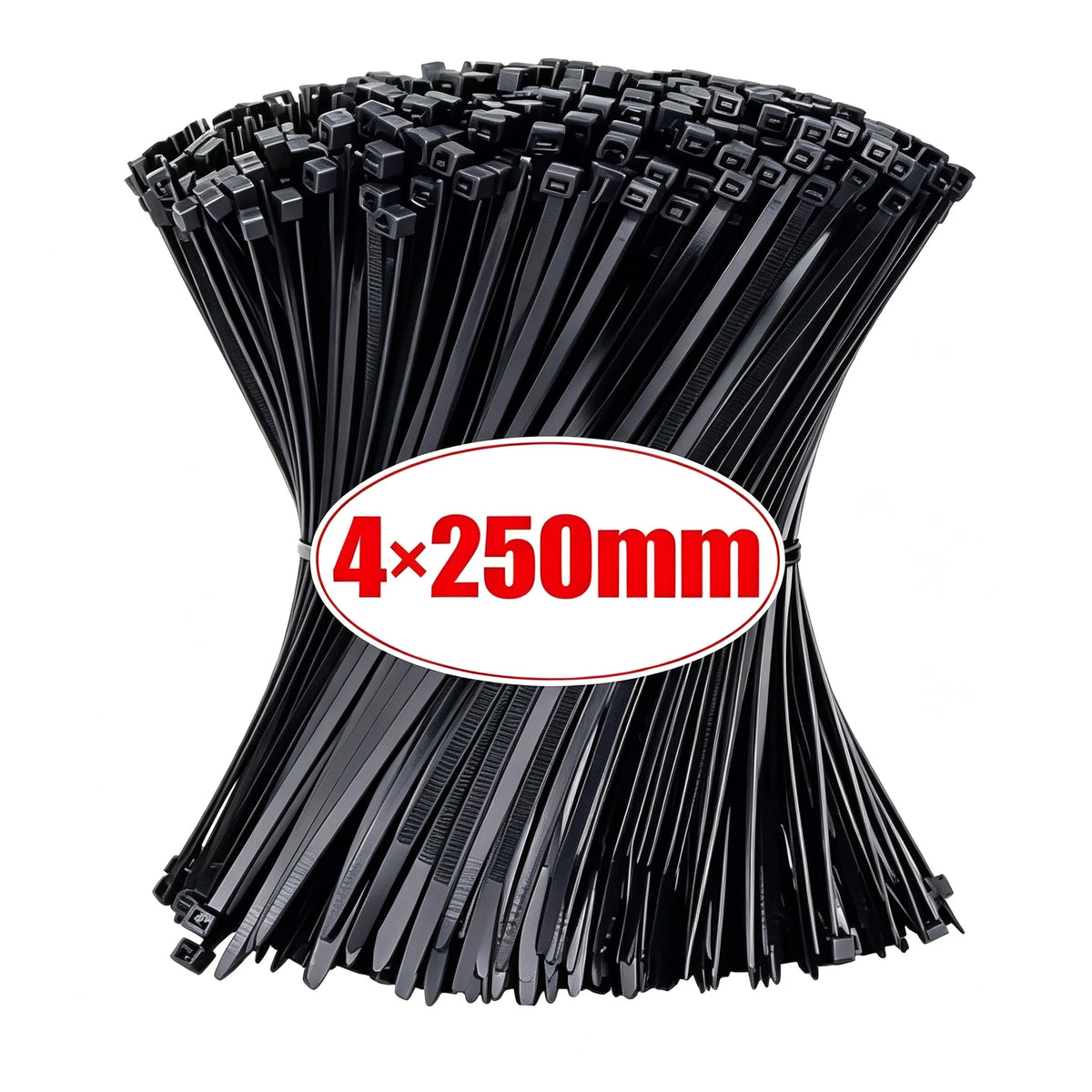 500Pcs Nylon Self-Locking Zip Cable Ties – Home & Office Nylon Cable Ties Babs Black-4x250mm 500pcs