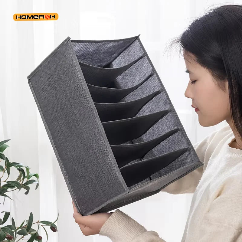 Grey 9-Grid Non-Woven Wardrobe Storage Box | Washable Wardrobe Storage Box Babs