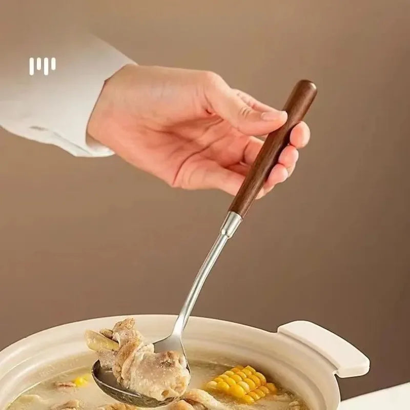 Vintage Stainless Steel Soup Ladle with Wooden Handle Soup Ladle Babs