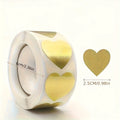 300 Pcs Heart-Shaped Thank You Self-Adhesive Stickers Roll Decorative Sticker Roll Babs Golden
