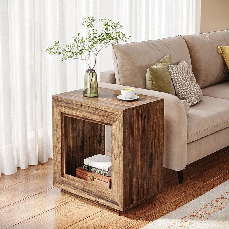 Modern Wood Coffee Table with Storage – Square Side Table Coffee Side Table Babs