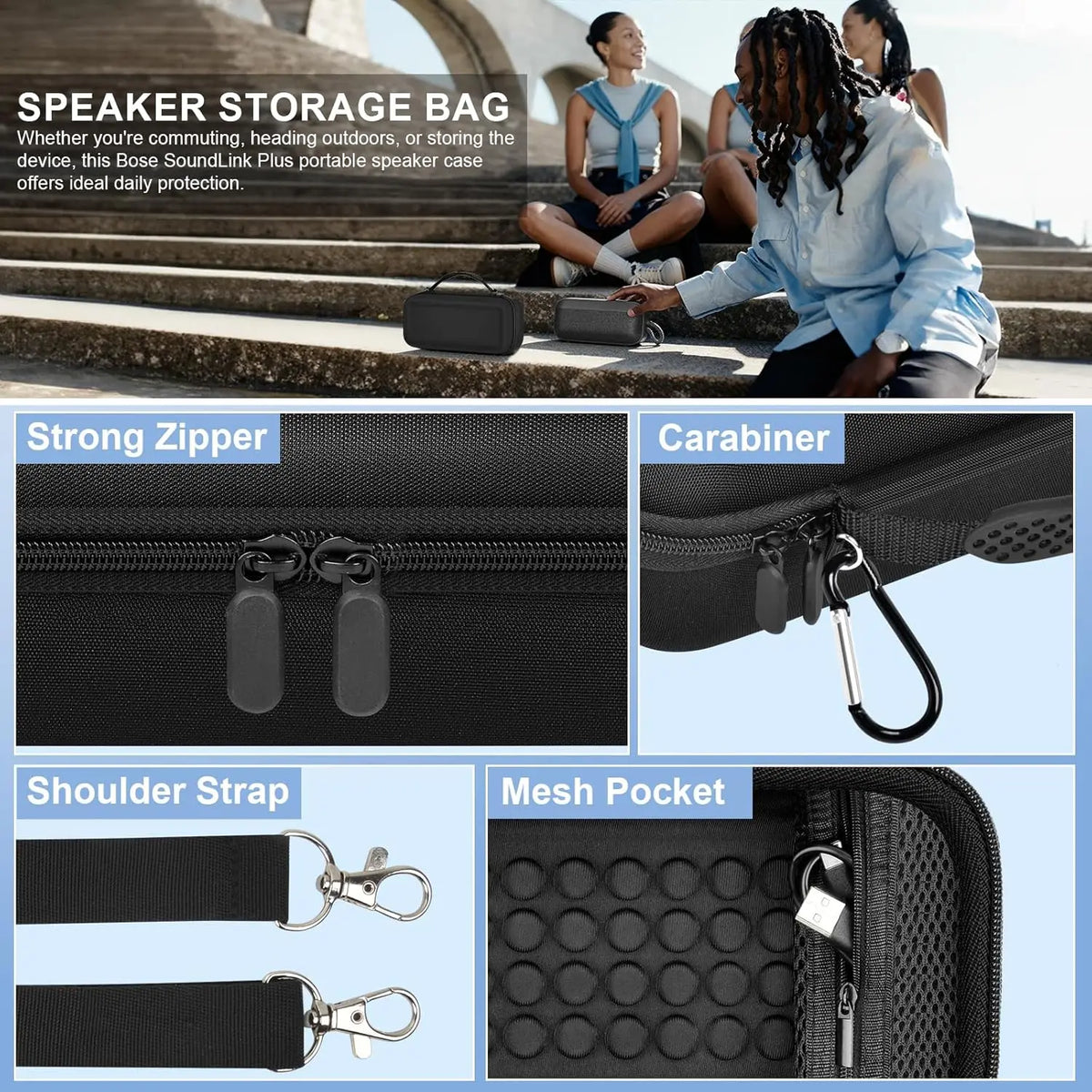 Hard Travel Case for Bose SoundLink Plus Bluetooth Speaker Speaker Carrying Case Babs