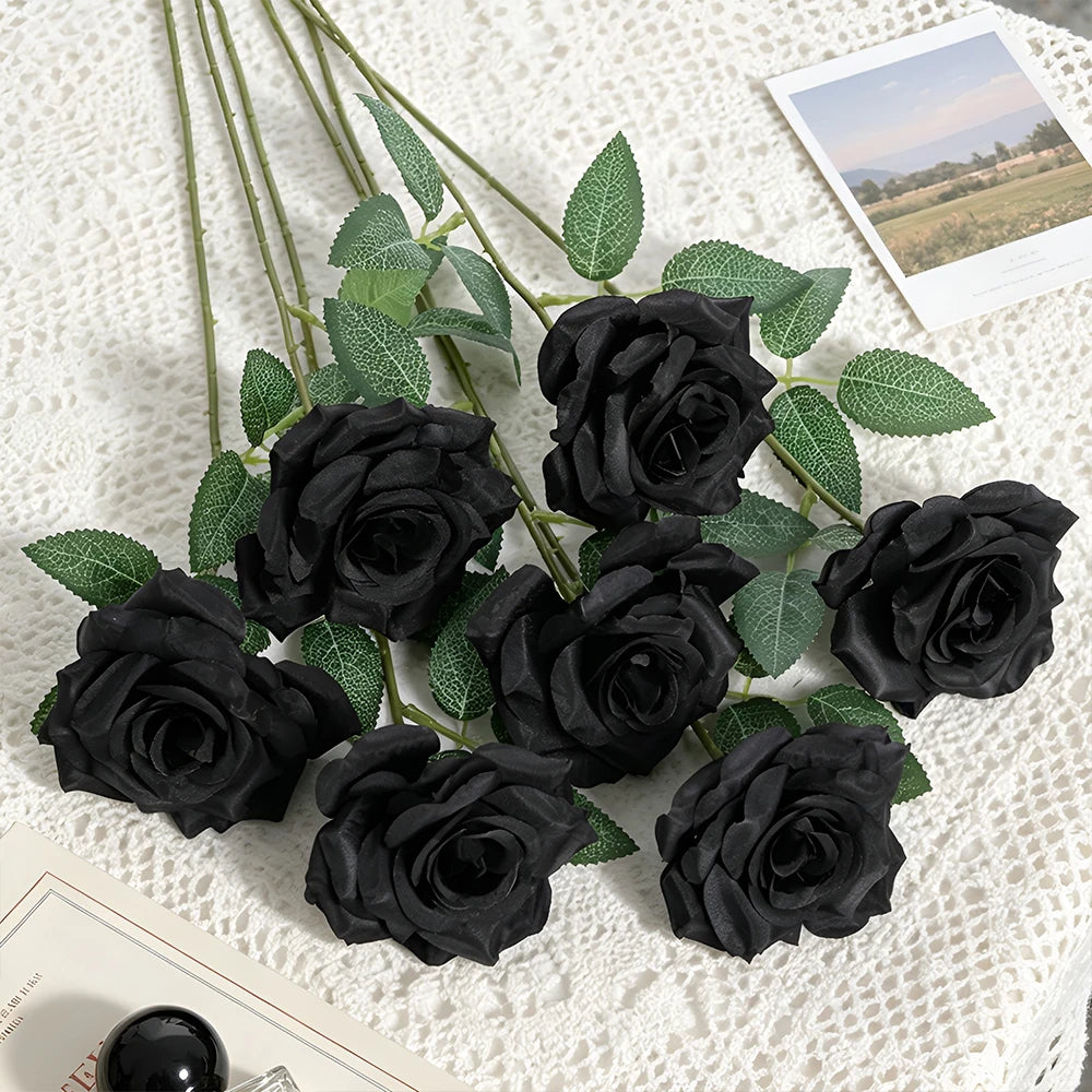 50cm Artificial Silk Rose Bouquet – Wedding & Home Decor Artificial Silk Flowers Babs Black 3Pcs
