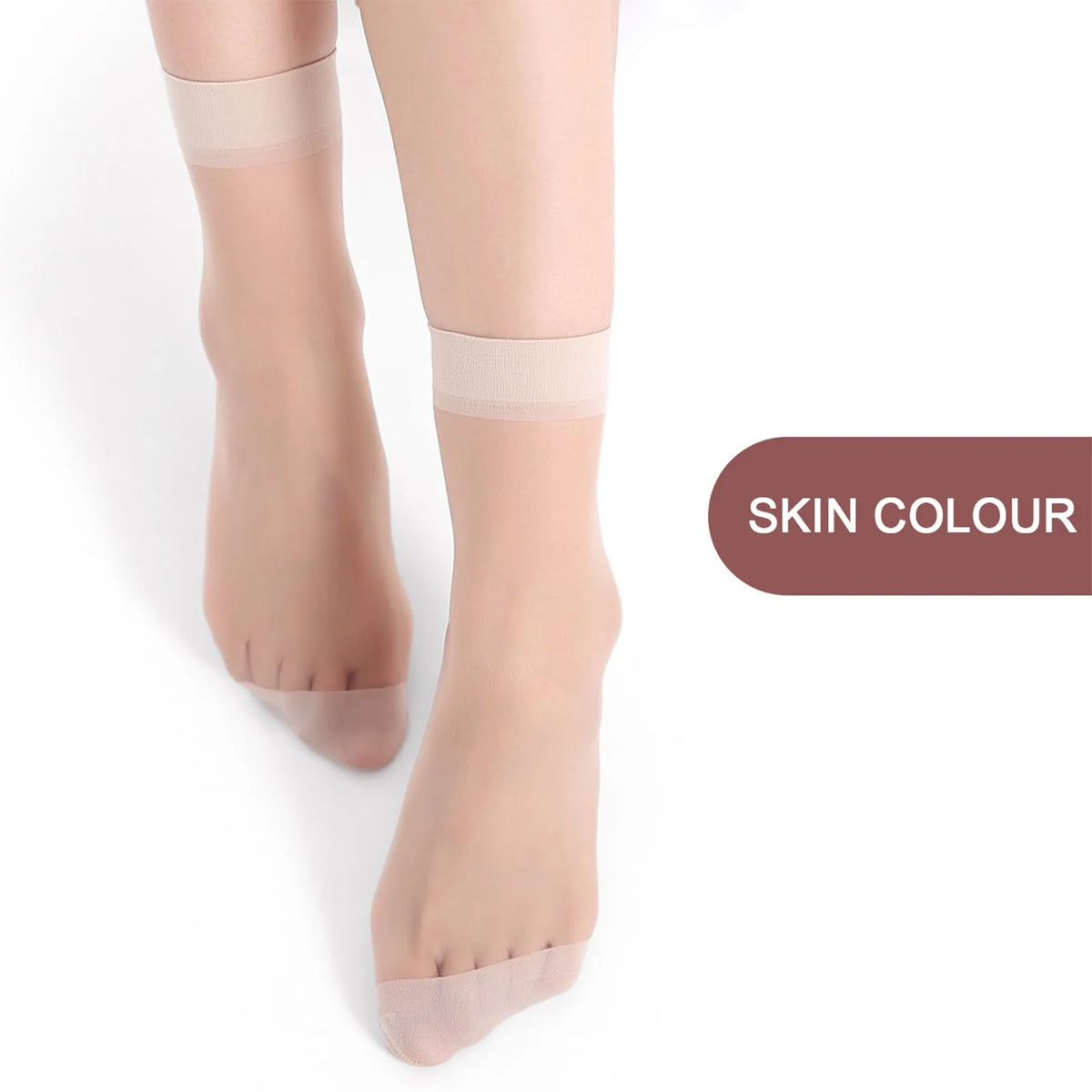 10 Pairs Women's Sheer Nylon Ankle Socks – Silky Thin Sheer Ankle Socks Babs Complexion One Size