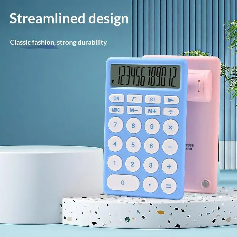 HUXUAN 12-Digit Mini Desk Calculator – Silent Big Buttons Desktop Calculator Babs