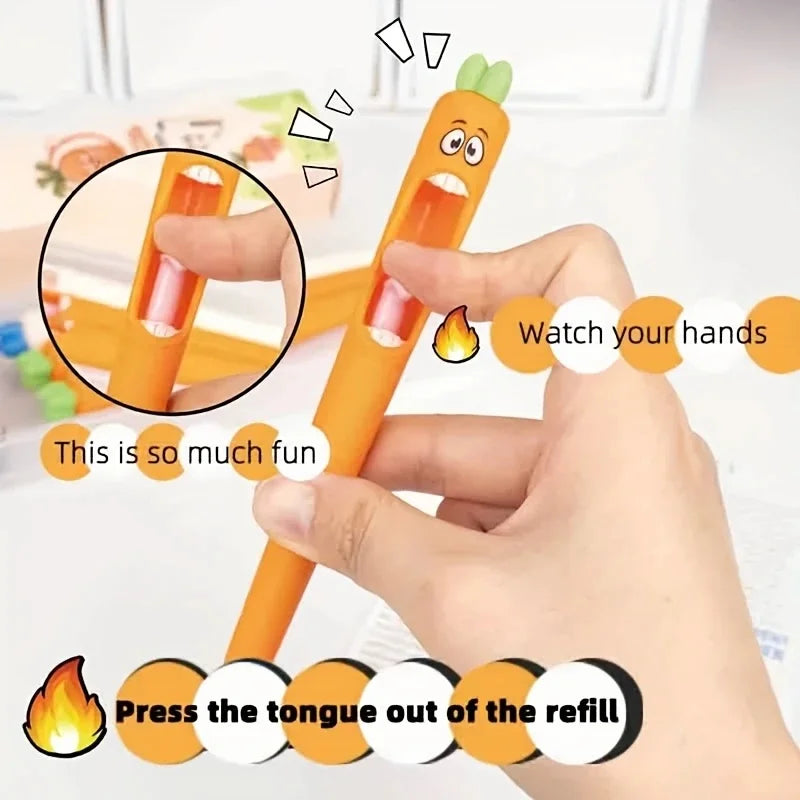 4pcs Radish Shaped Gel Pens – Fun Novelty Stationery Set Novelty Gel Pens Babs