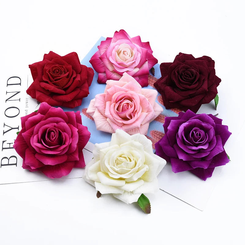 10Pcs Velvet Rose Heads – DIY Wedding & Home Decor Flowers Artificial Flower Heads Babs MIX