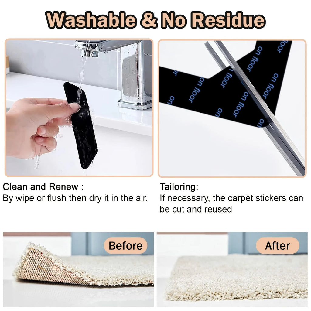 Anti-Slip Carpet Adhesive Pads for Rugs, Sofas & Sheets (4/8 Pcs) Carpet Grip Pads Babs