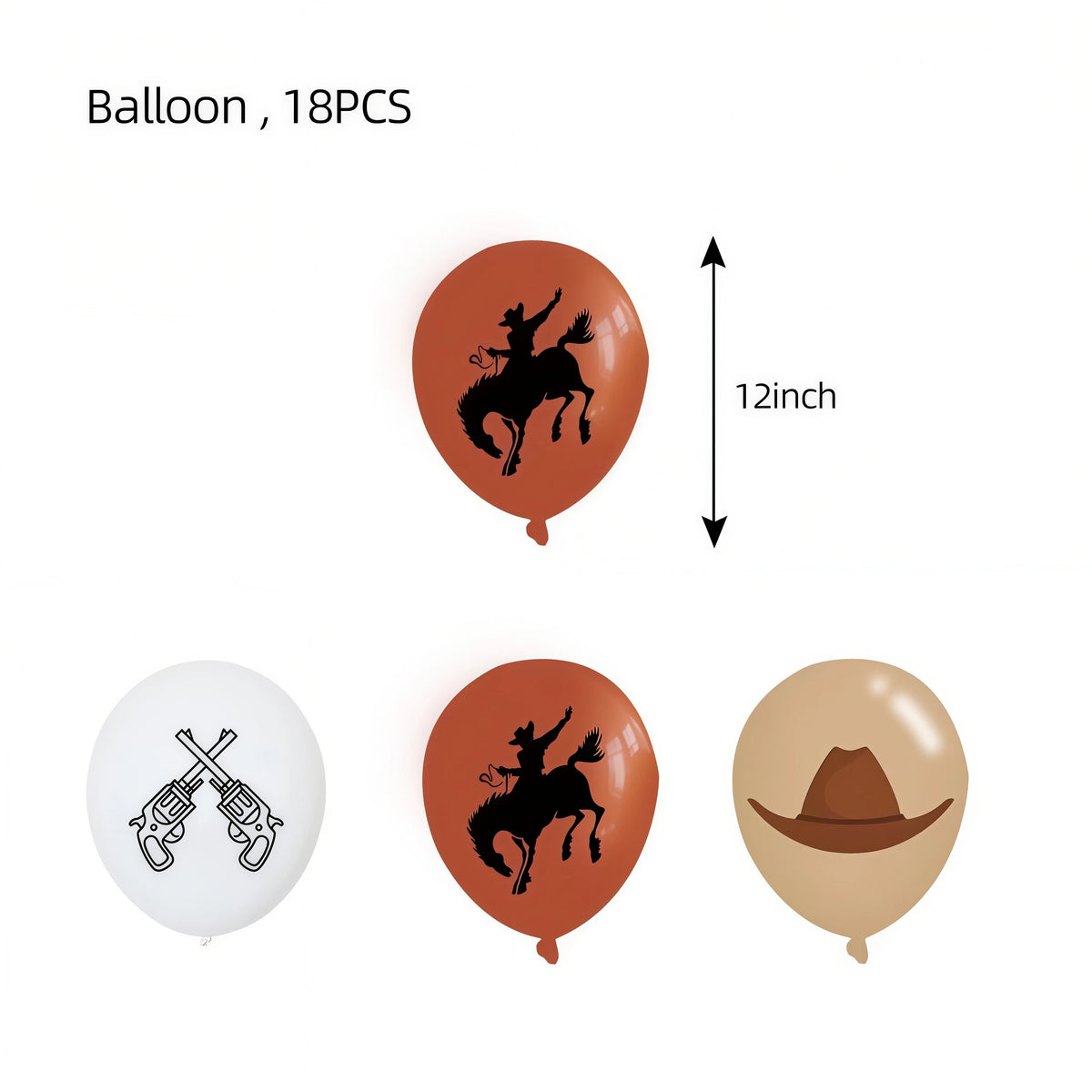 Wild West Cowboy Party Decoration Set – Balloons, Plates & Cups Party Decoration Set Babs 18pcs balloons others