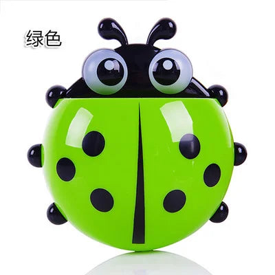 2pcs Ladybug Wall-Mounted Toothbrush Holder | No-Drill Organizer Toothbrush Holder Babs green