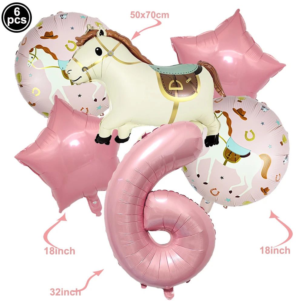 Boho Horse Birthday Party Banner & Foil Balloons Decor Set