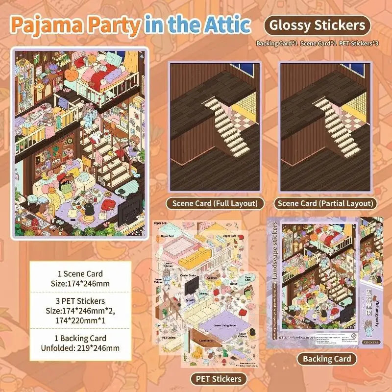 Kawaii 3D DIY Landscape Scene Stickers – Pocket Cabin Sticker Set DIY Craft Stickers Babs A2