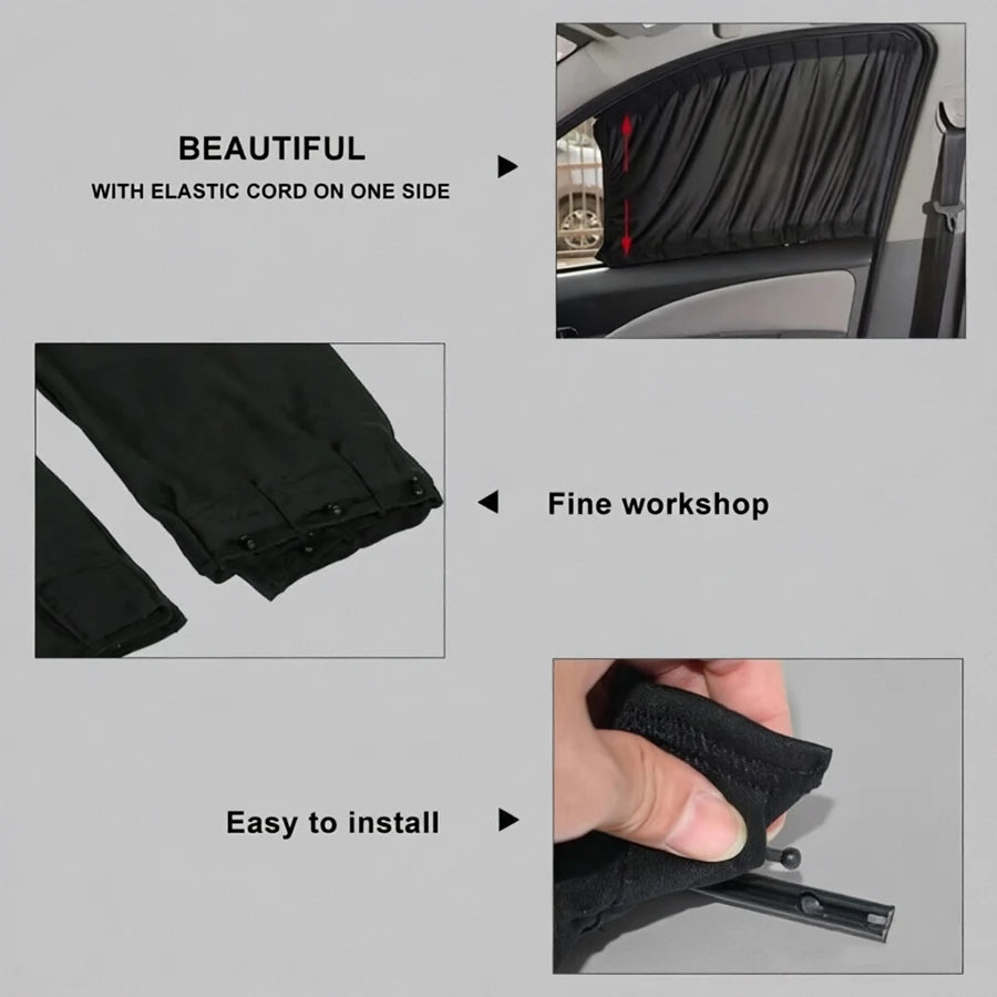 2pcs Car Side Window Sun Shade Curtains – UV Protection Blinds Car Window Curtain Babs