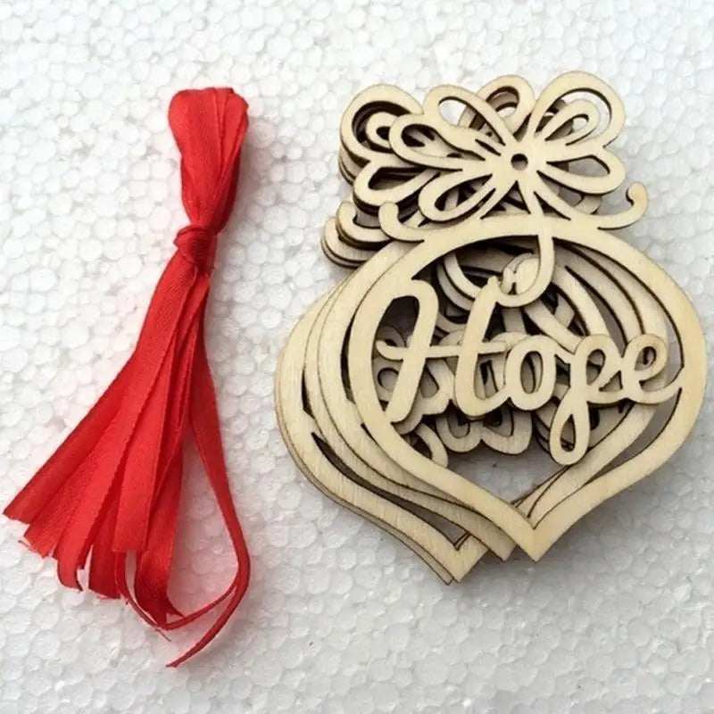 6pcs Wood Hollow Letter Christmas Tree Hanging Ornaments Christmas Tree Ornaments Babs
