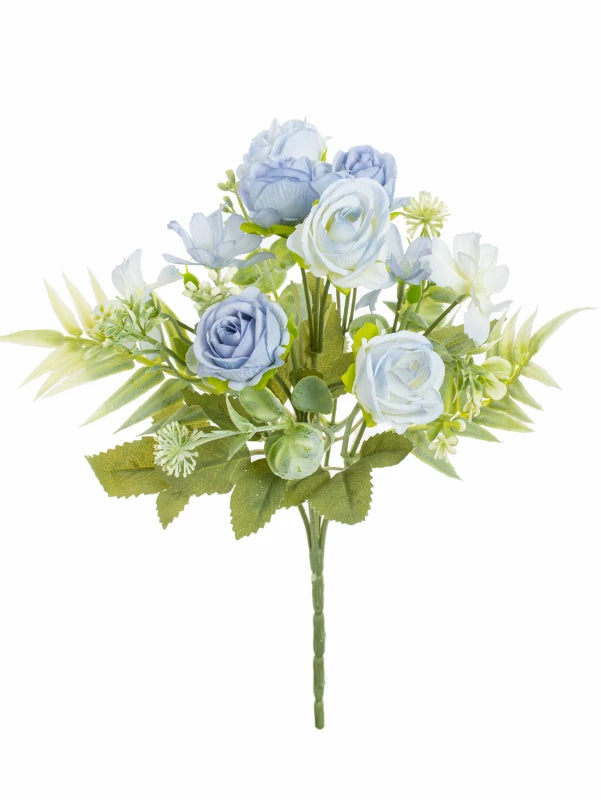 Artificial Silk Rose Bouquet – Wedding & Home Décor Artificial Silk Flowers Babs Blue 1 PC