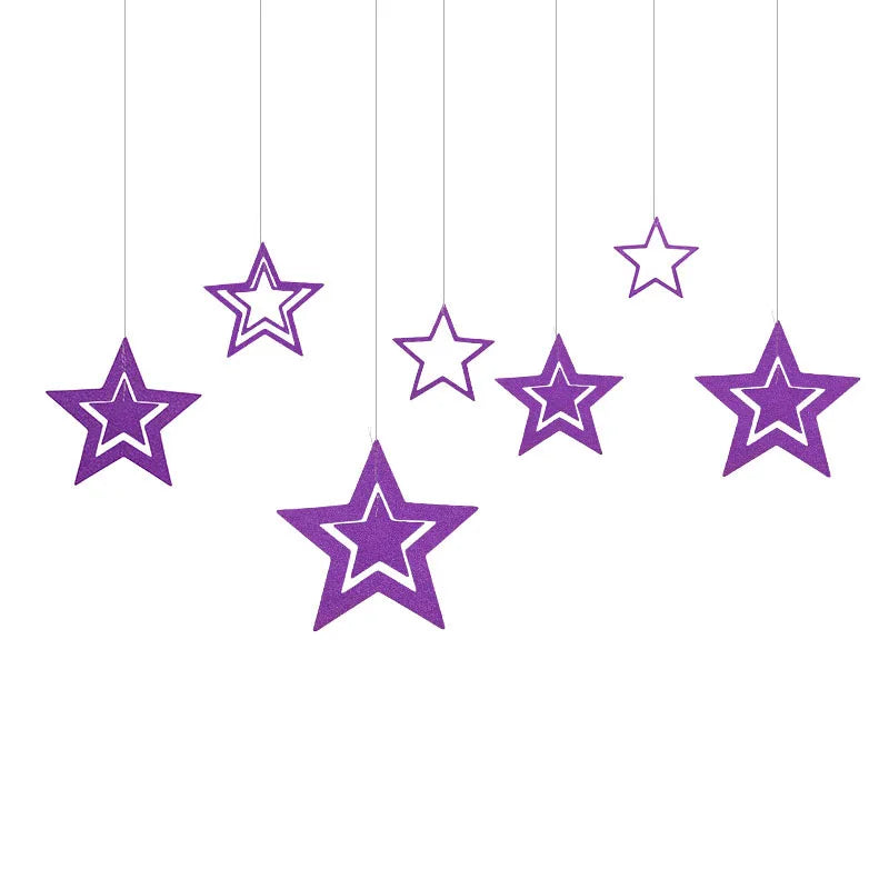 Rose Gold Hollow Star Paper Garland Banner | Party Decoration Party Garland Banner Babs Purple