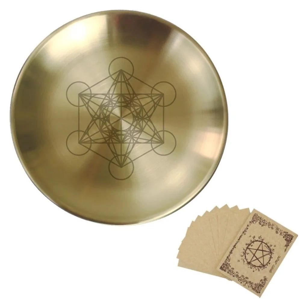 Pentagram Altar Plate 14cm Stainless Steel Ritual Bowl Altar Ritual Plate Babs F