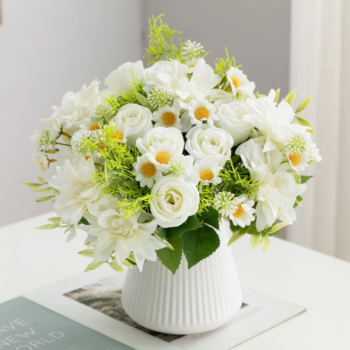 Silk Artificial Dahlia Rose Bouquet – Wedding & Home Decor Artificial Flower Bouquet Babs