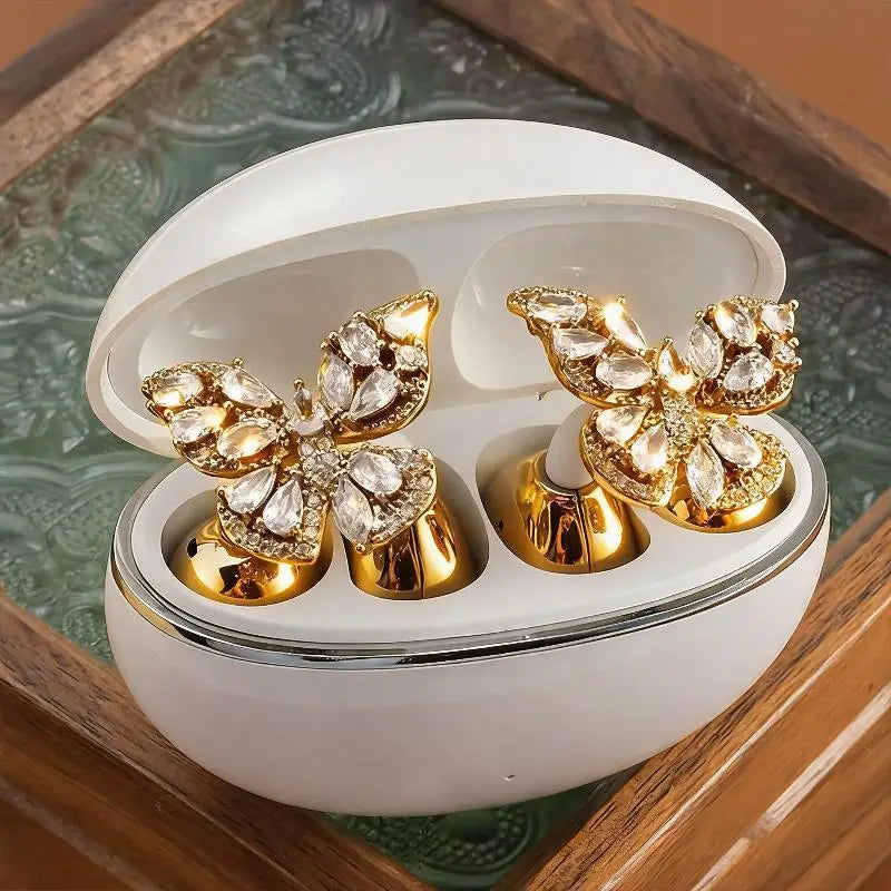 Butterfly Ear Cuff Clip – Cubic Zirconia Rhinestone, No Piercing Ear Cuff Clip Babs Gold one size