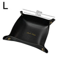 Foldable PU Leather Storage Tray | Nordic Desk Organizer Leather Storage Tray Babs Black-L