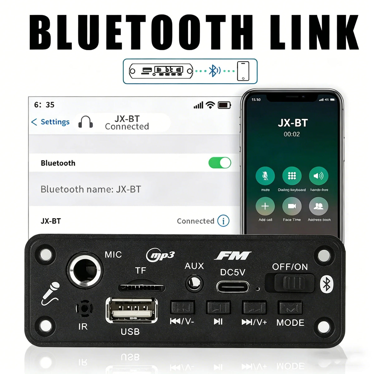 KEBIDUMEI Bluetooth 5.0 MP3 Decoder Board 6W Amplifier USB TF FM MP3 Decoder Amplifier Babs
